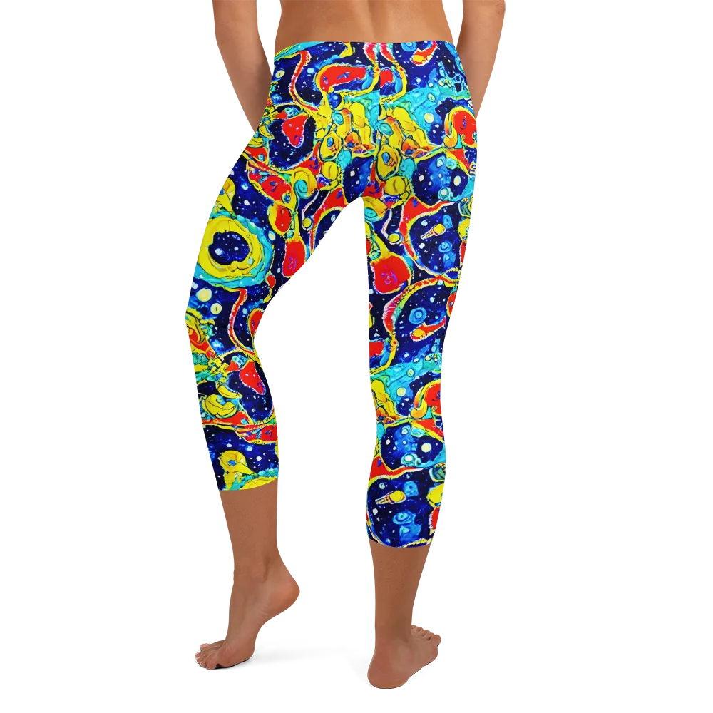Amoeba Galaxy on Capri Leggings — Back