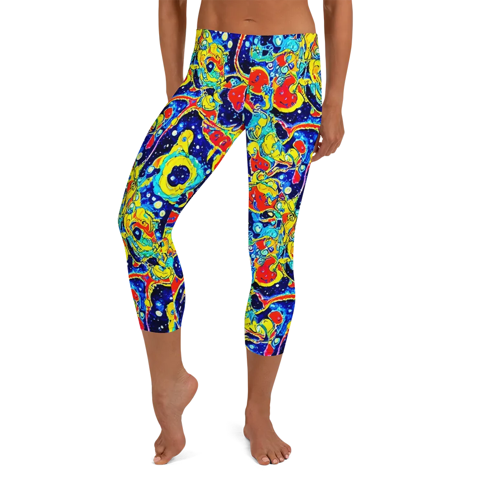 Amoeba Galaxy on Capri Leggings — Front