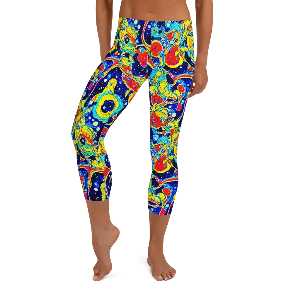 Amoeba Galaxy on Capri Leggings — Front