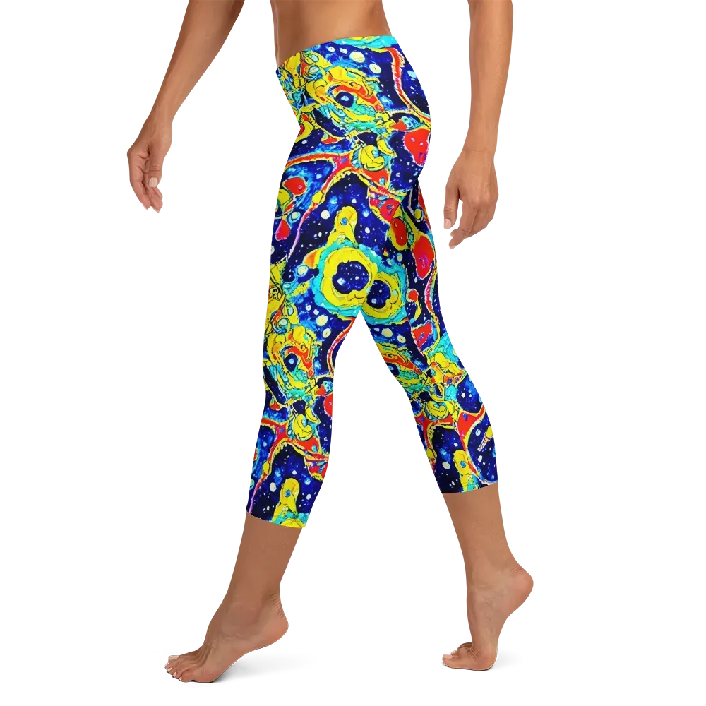 Amoeba Galaxy on Capri Leggings — Left