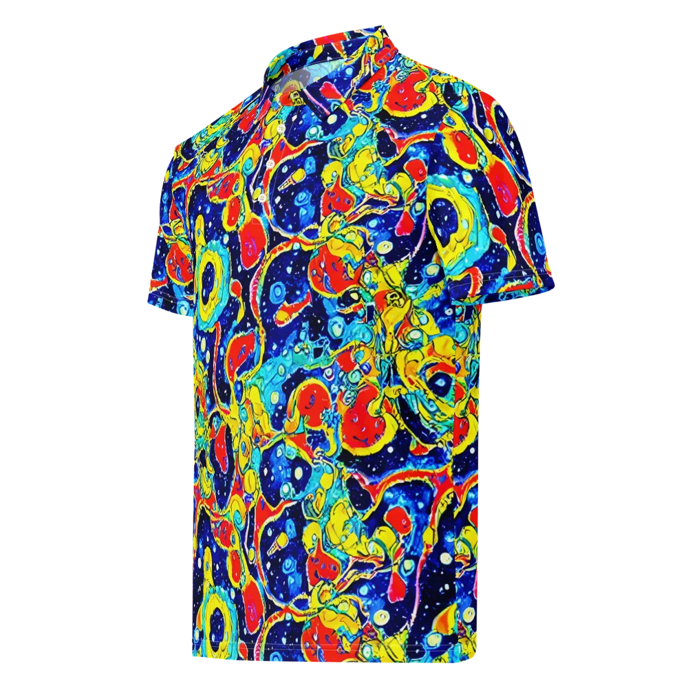 Amoeba Galaxy on Men's Slim Fit Polo Shirt — Left Front