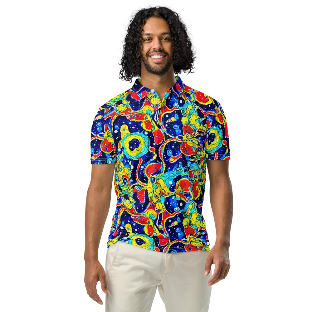 Amoeba Galaxy on Men's Slim Fit Polo Shirt — Front