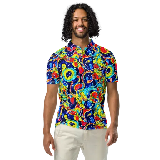 Amoeba Galaxy on a Men's Slim Fit Polo Shirt
