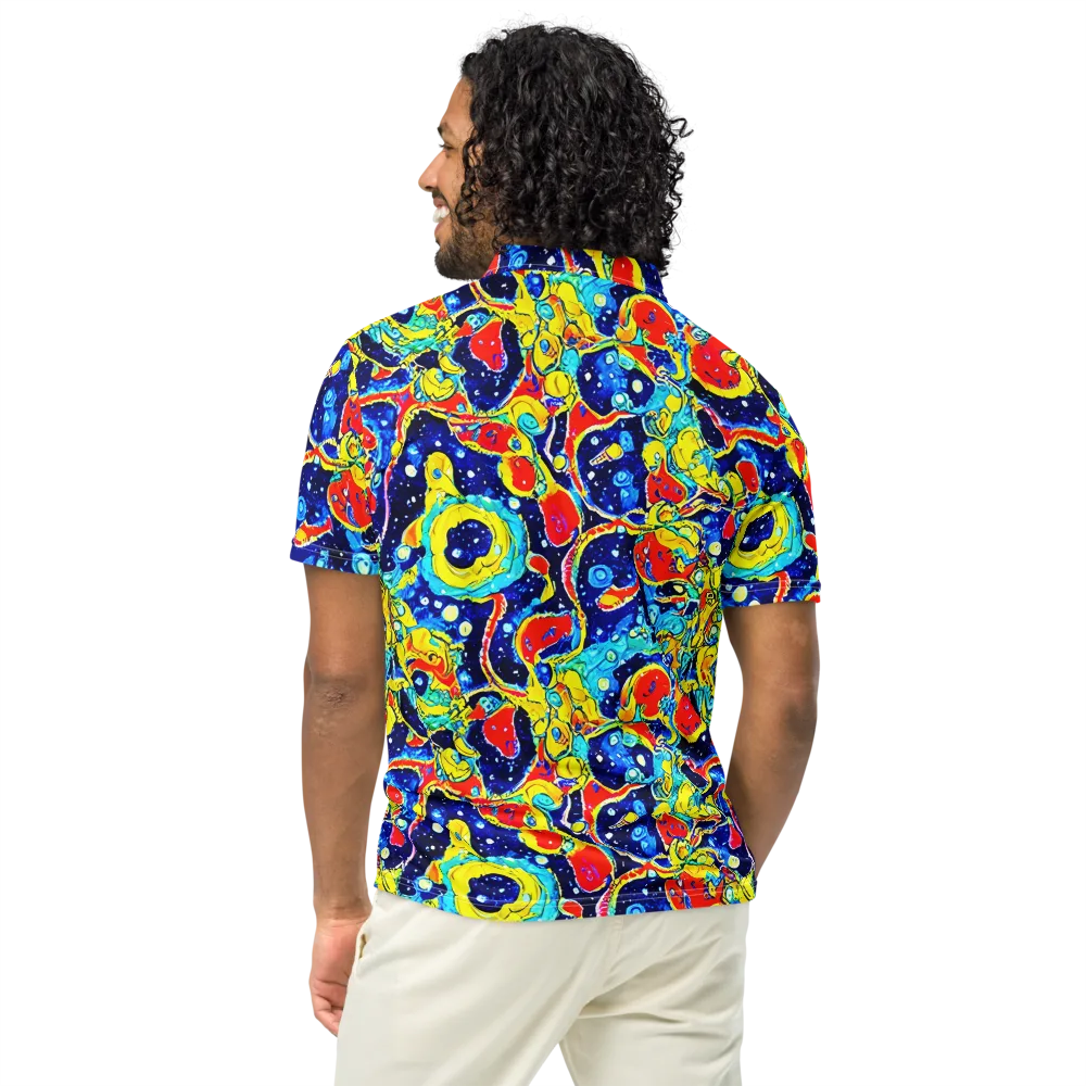 Amoeba Galaxy on Men's Slim Fit Polo Shirt — Back