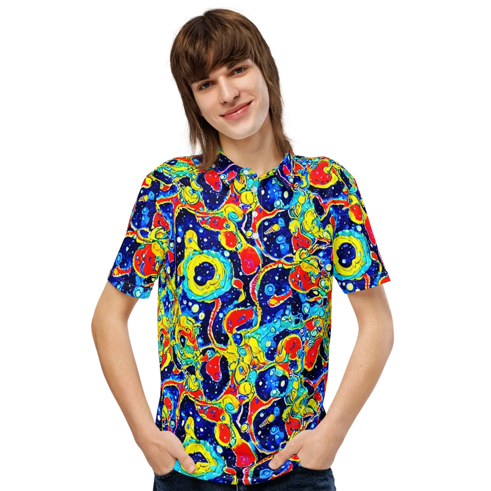 Amoeba Galaxy on Men's Slim Fit Polo Shirt — Front