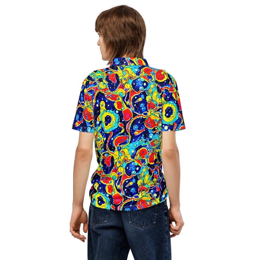 Amoeba Galaxy on Men's Slim Fit Polo Shirt — Back
