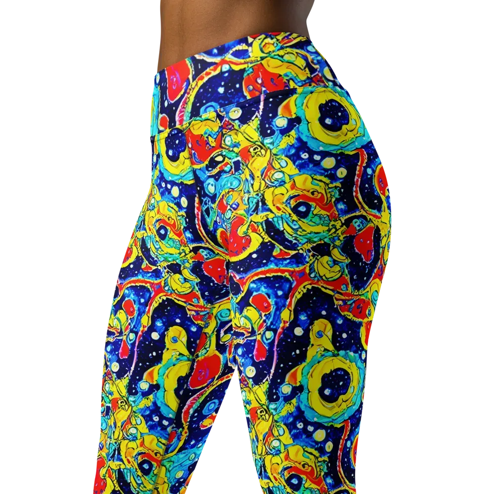 Amoeba Galaxy on Yoga Leggings — Left Front