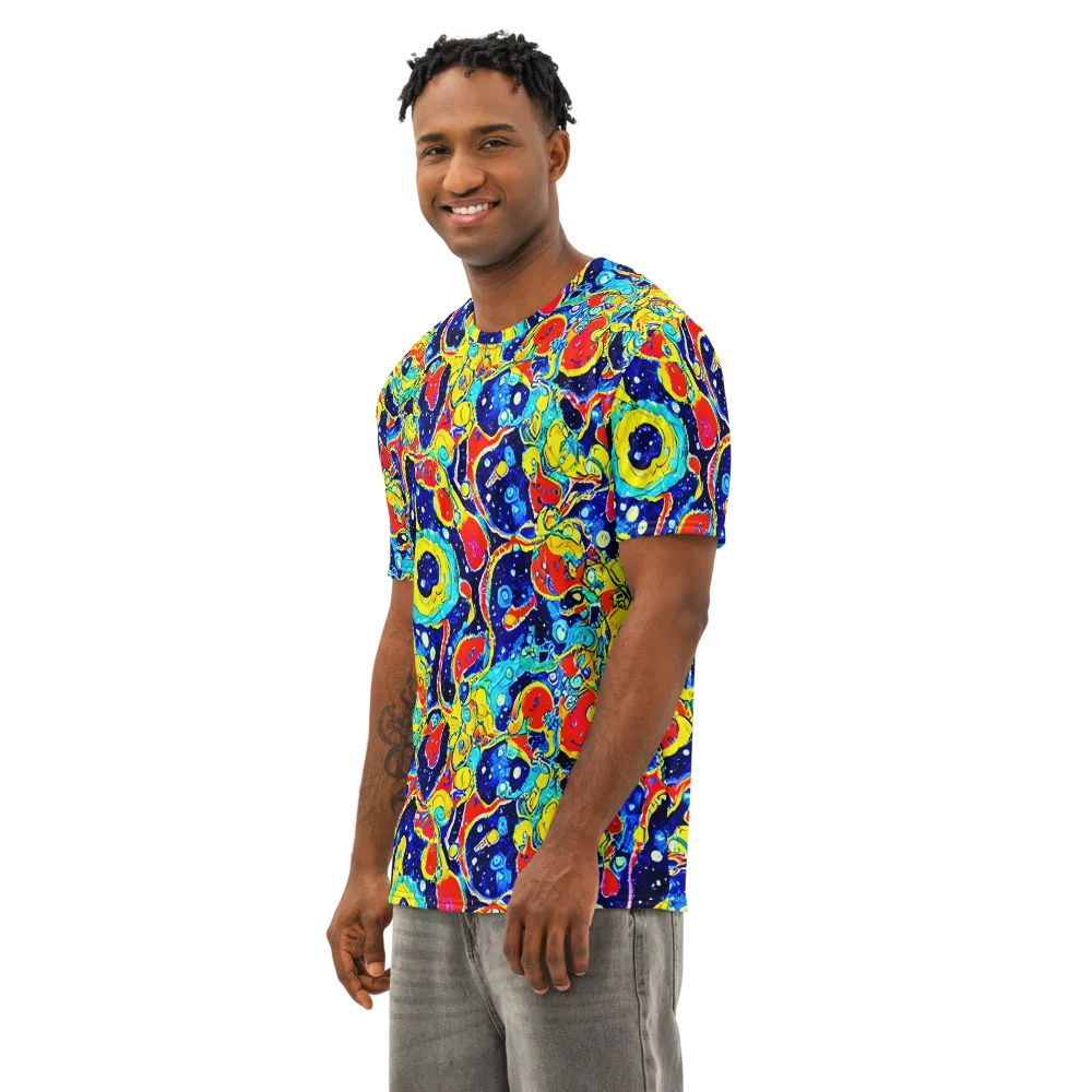 Amoeba Galaxy on Men's Cotton Crew Neck T-Shirt — Left Front
