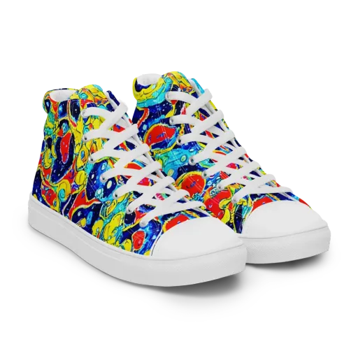 Amoeba Galaxy on a Men's High Top Canvas Shoes