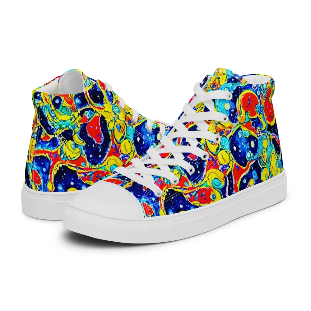 Amoeba Galaxy on Men's High Top Canvas Shoes — Left