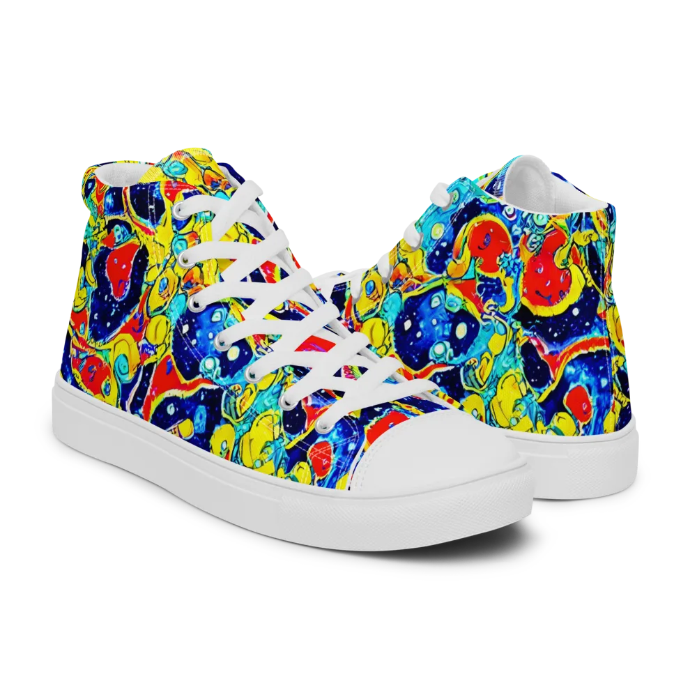 Amoeba Galaxy on Men's High Top Canvas Shoes — Right
