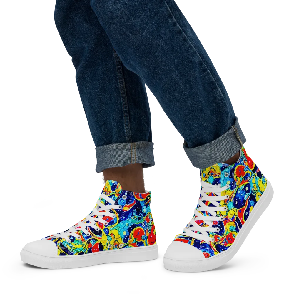 Amoeba Galaxy on Men's High Top Canvas Shoes — Left