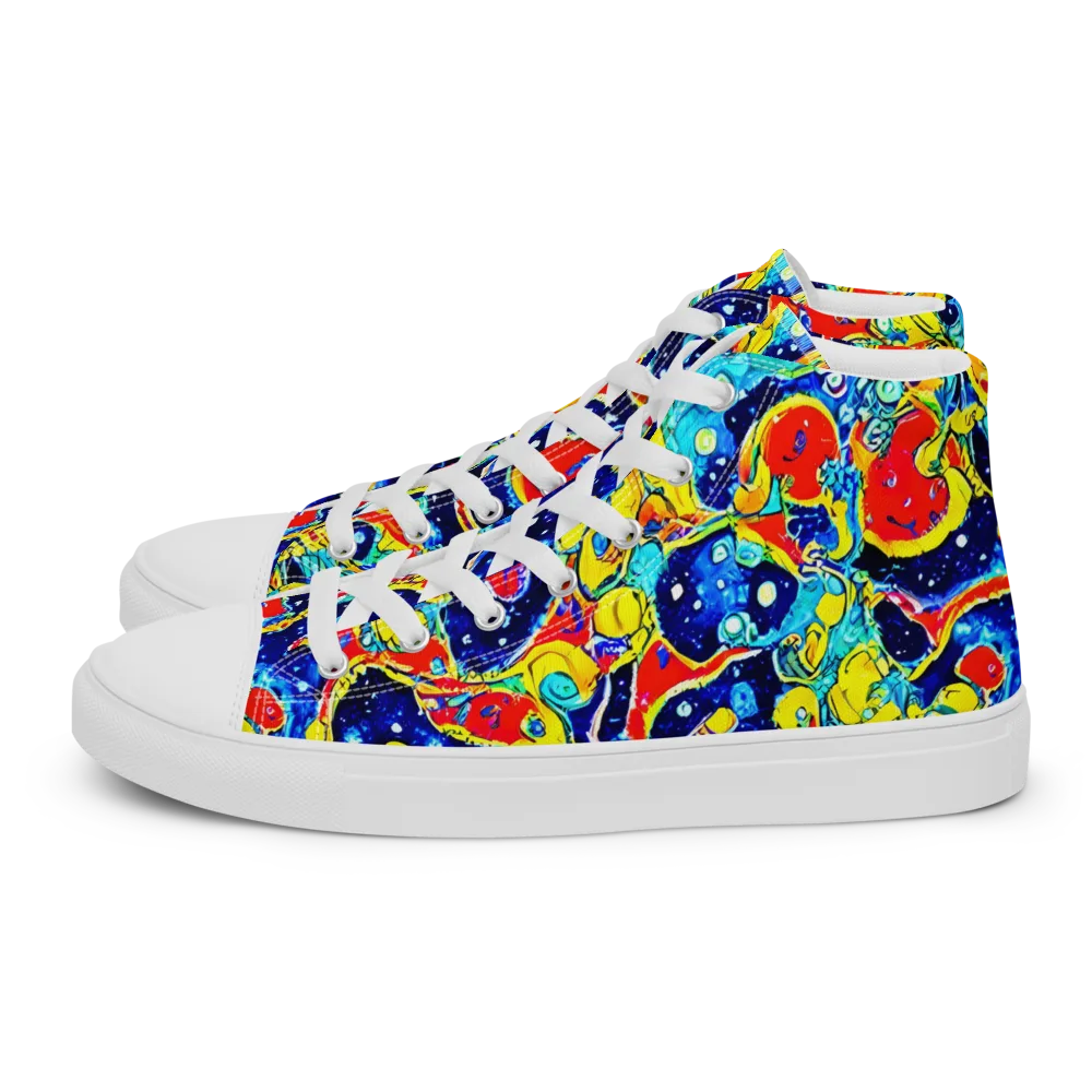 Amoeba Galaxy on Women's High Top Canvas Shoes — Left
