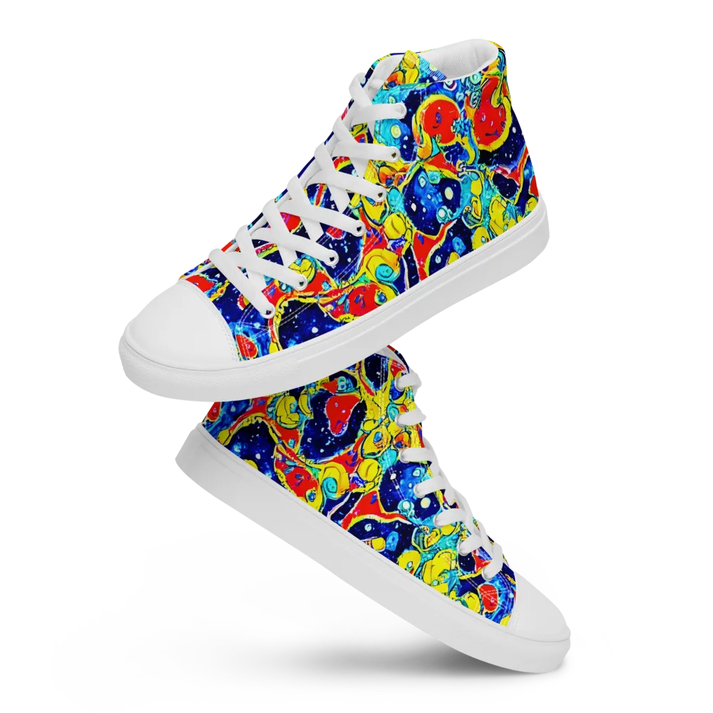 Amoeba Galaxy on Women's High Top Canvas Shoes — Front