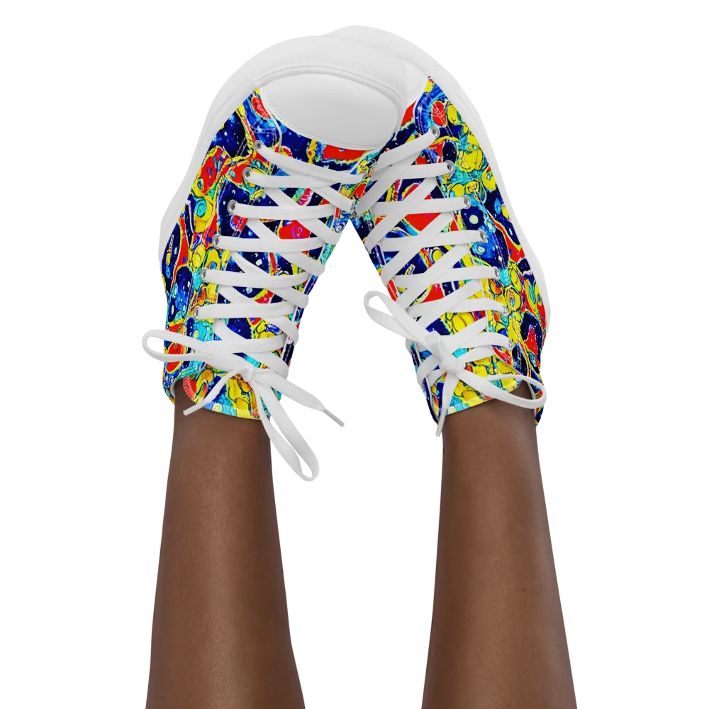 Amoeba Galaxy on Women's High Top Canvas Shoes — Front
