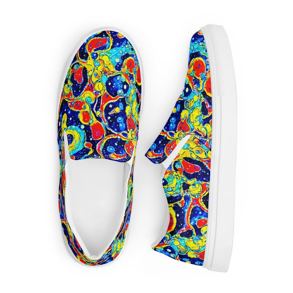 Amoeba Galaxy on Men's Slip-On Canvas Shoes — Front