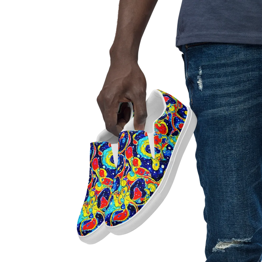 Amoeba Galaxy on Men's Slip-On Canvas Shoes — Left Front