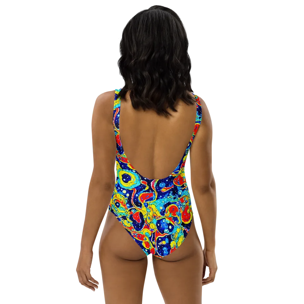 Amoeba Galaxy on One-Piece Swimsuit — Back