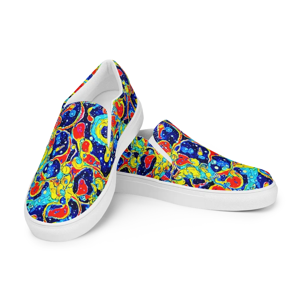 Amoeba Galaxy on Women's Slip-On Canvas Shoes — Left Front