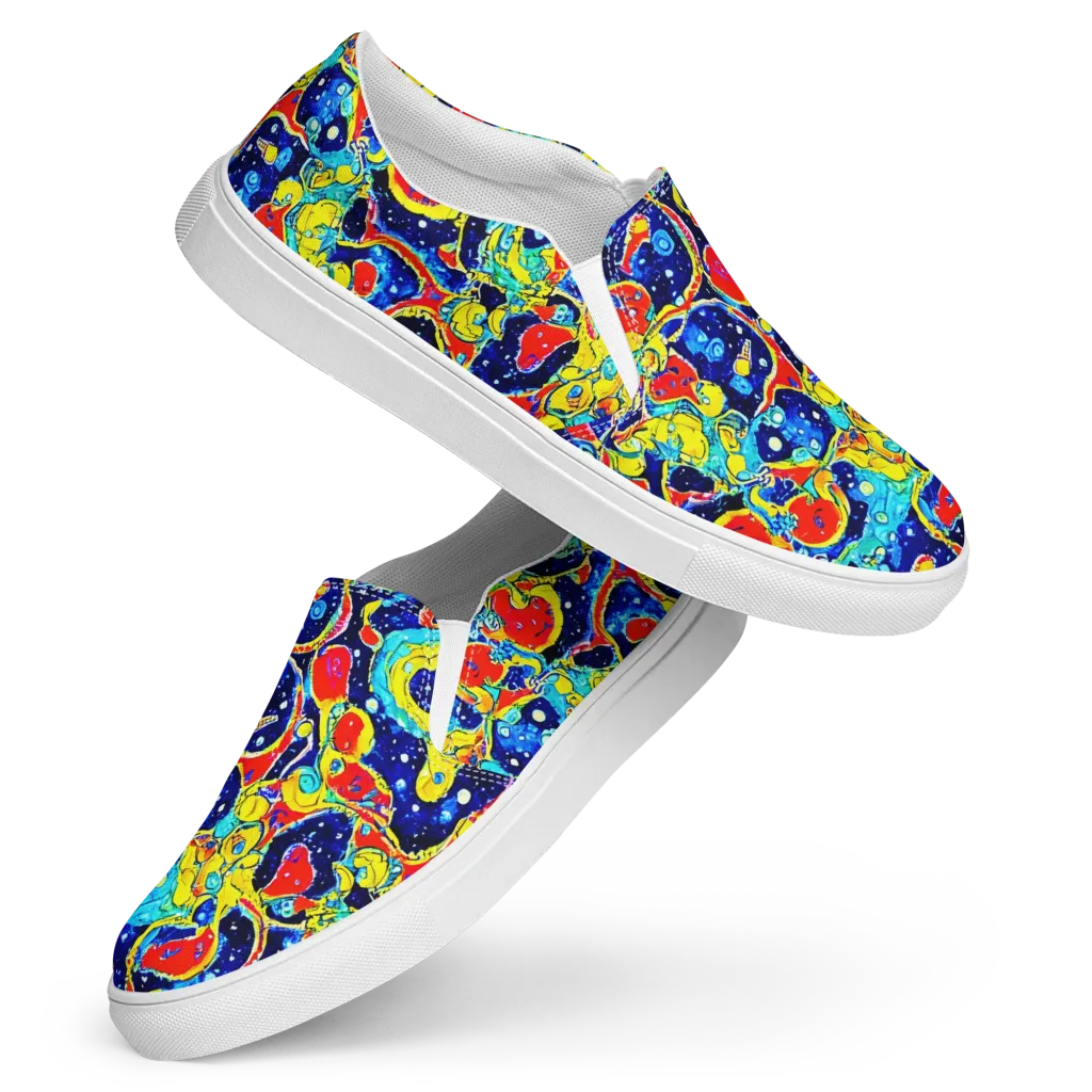 Amoeba Galaxy on Women's Slip-On Canvas Shoes — Front