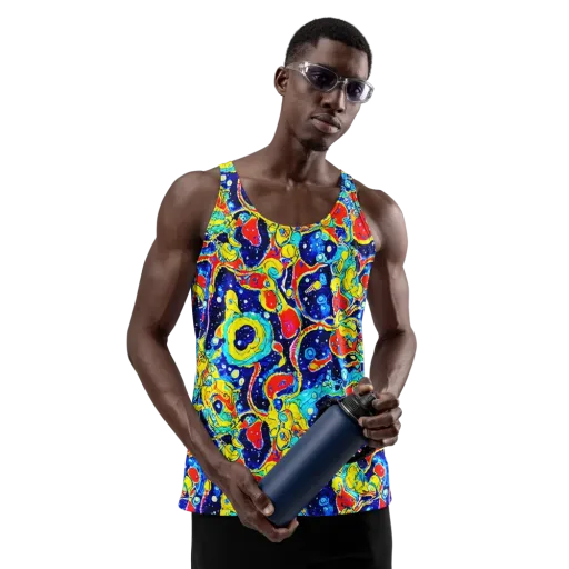 Amoeba Galaxy on a Men's Tank Top