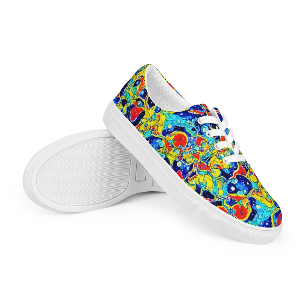 Amoeba Galaxy on Men's Lace-Up Canvas Shoes — Right Front