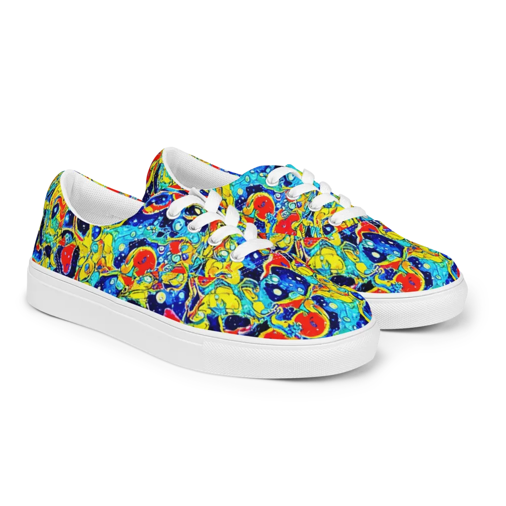 Amoeba Galaxy on Men's Lace-Up Canvas Shoes — Right Front