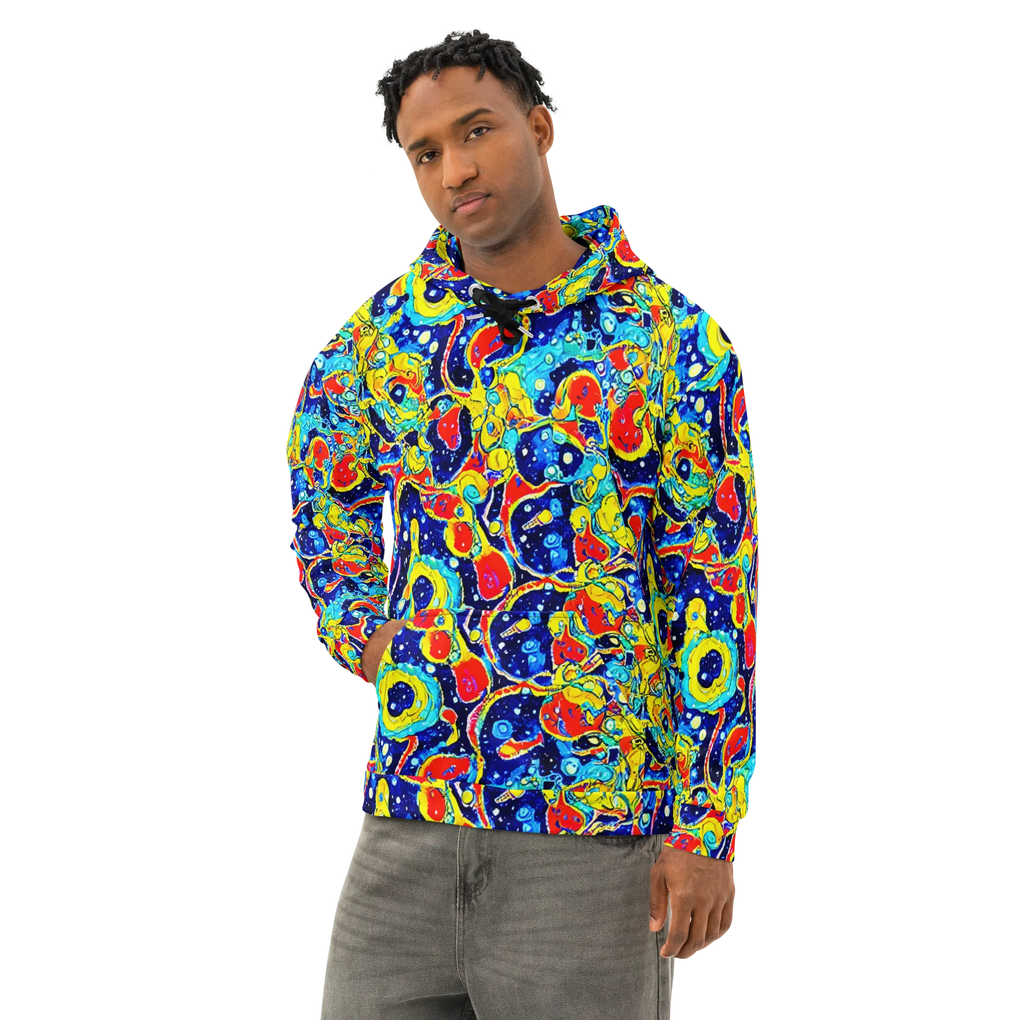 Amoeba Galaxy on Cotton Hoodie — Left Front