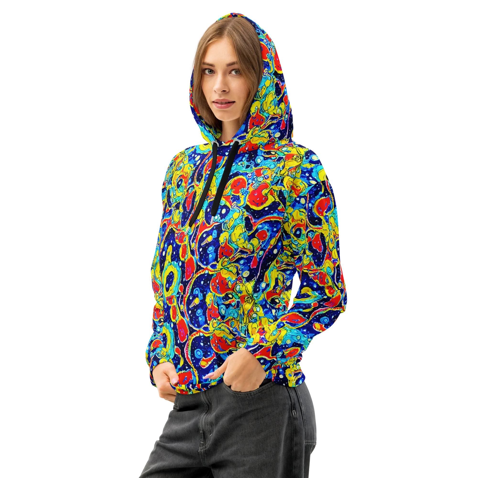 Amoeba Galaxy on Cotton Hoodie — Left Front