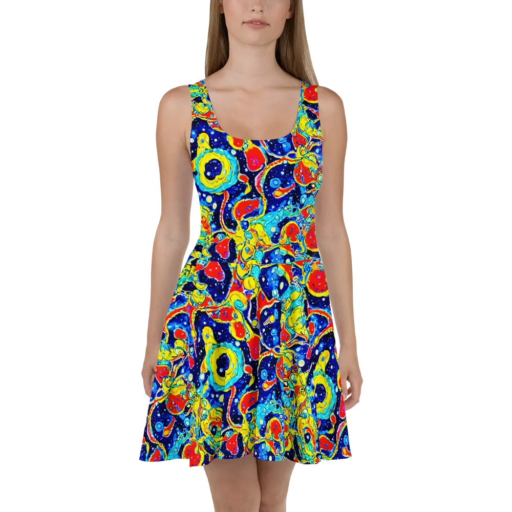 Amoeba Galaxy on Skater Dress — Front