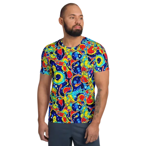 Amoeba Galaxy on a Men's Athletic T-Shirt