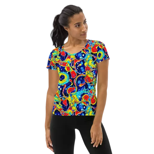 Amoeba Galaxy on a Women's Athletic T-Shirt