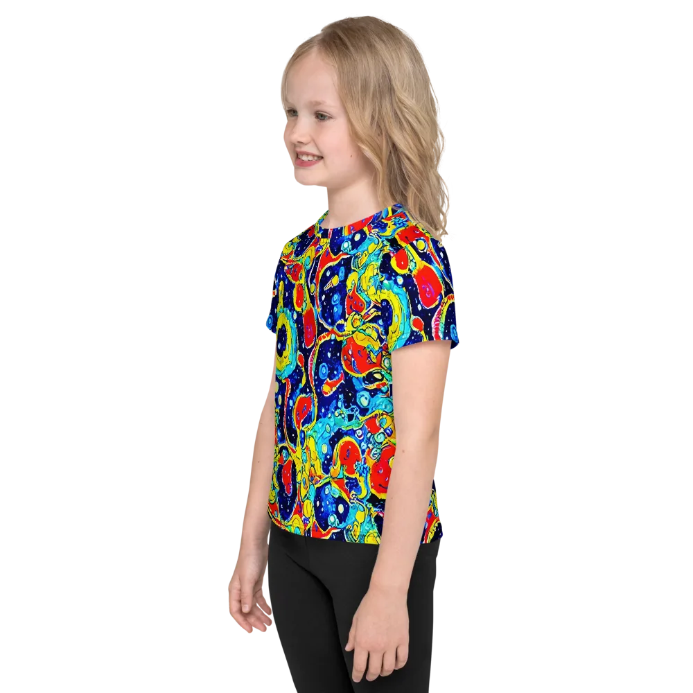 Amoeba Galaxy on Kids Crew Neck T-Shirt — Left