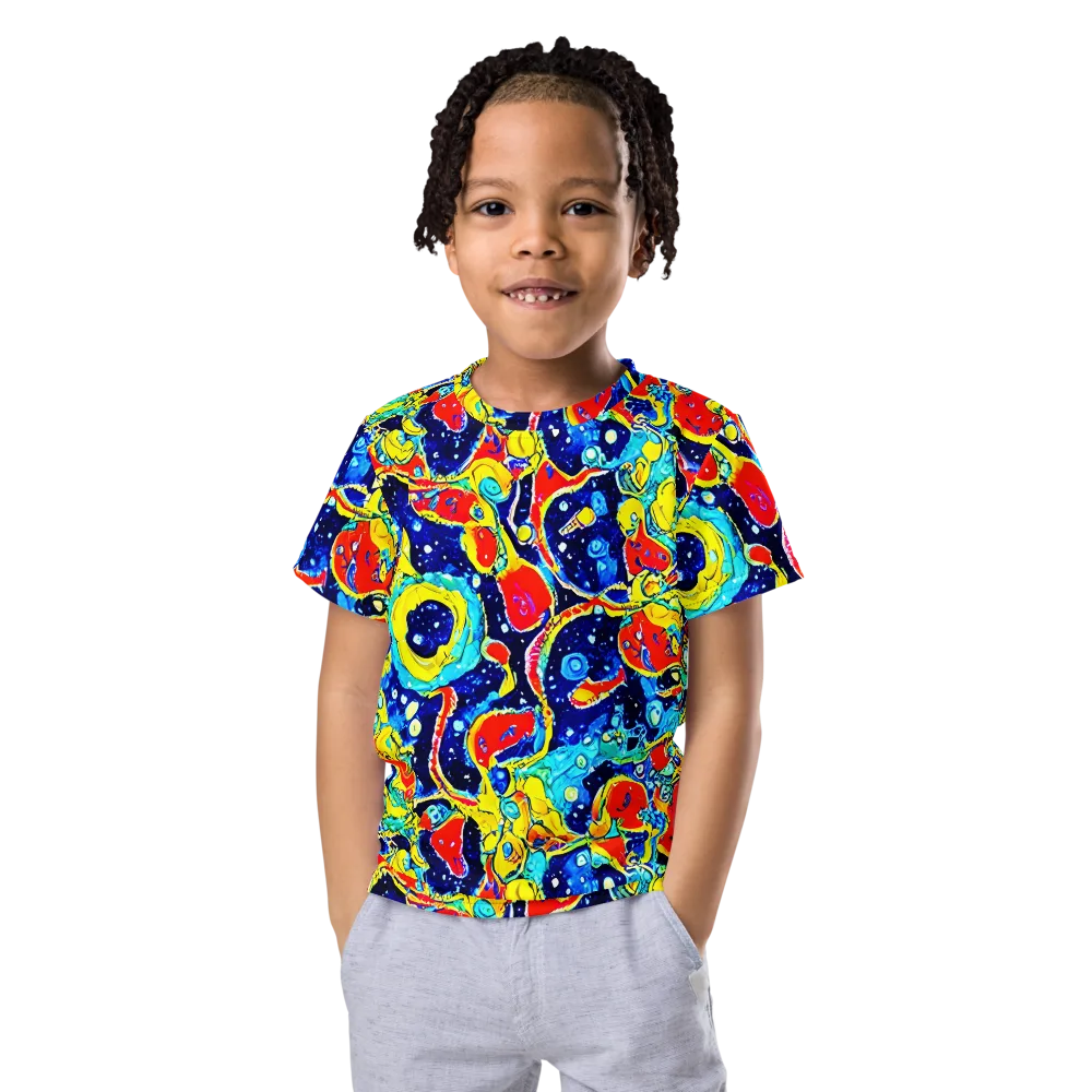 Amoeba Galaxy on Kids Crew Neck T-Shirt — Front