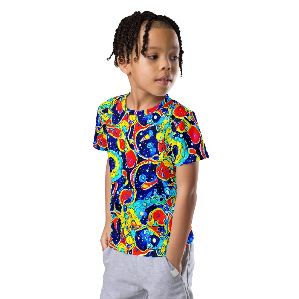 Amoeba Galaxy on Kids Crew Neck T-Shirt — Left Front