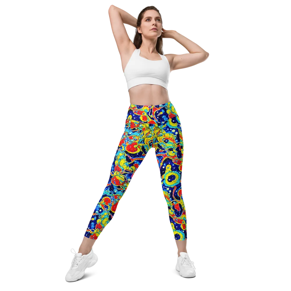 Amoeba Galaxy on Leggings with Pockets — Front