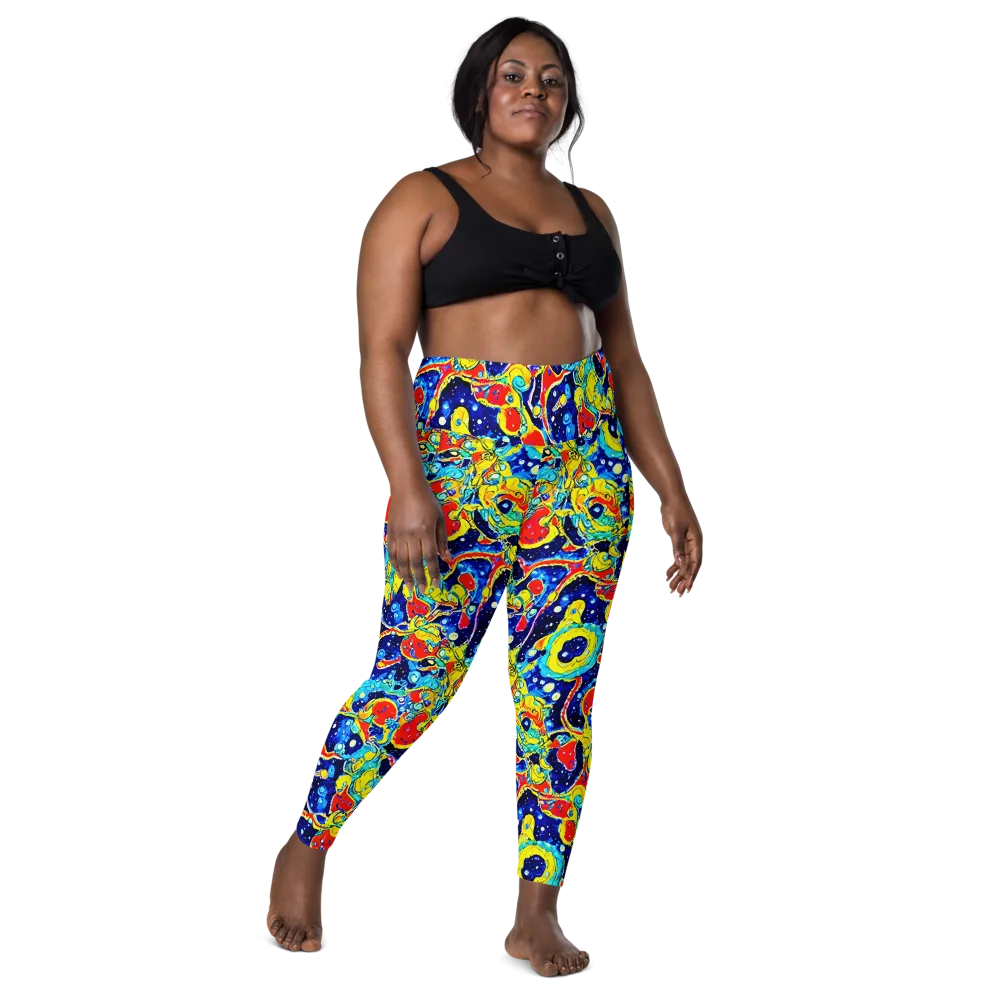 Amoeba Galaxy on Leggings with Pockets — Front