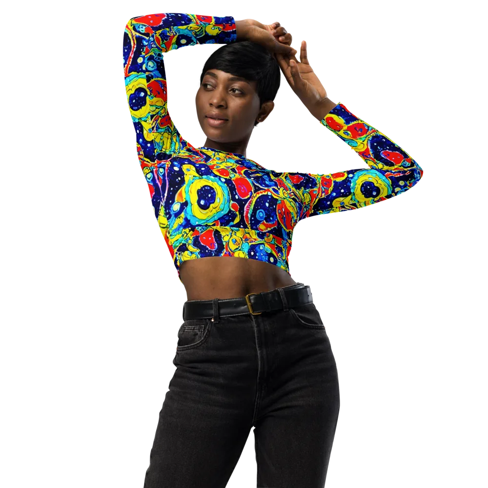 Amoeba Galaxy on Long Sleeve Crop Top — Front
