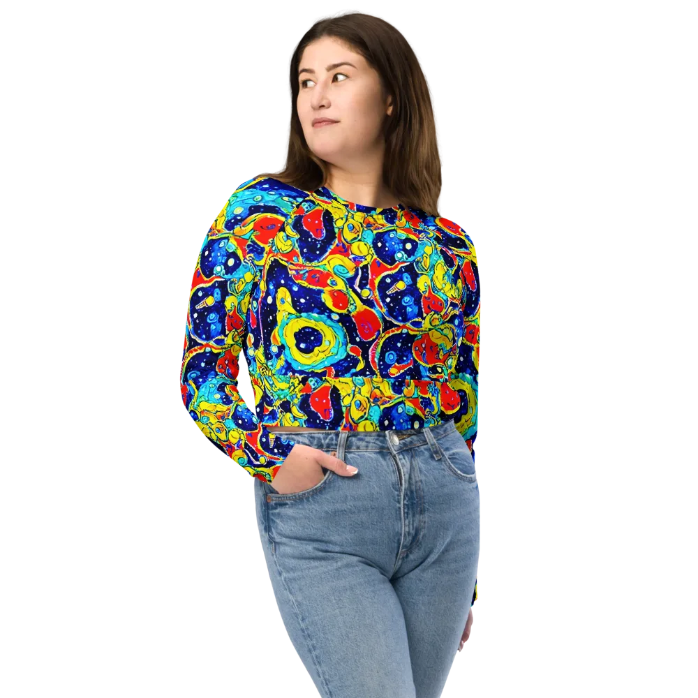 Amoeba Galaxy on Long Sleeve Crop Top — Front