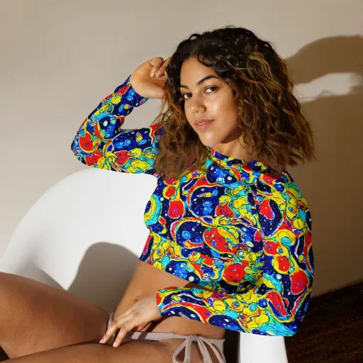 Amoeba Galaxy on a Long Sleeve Crop Top