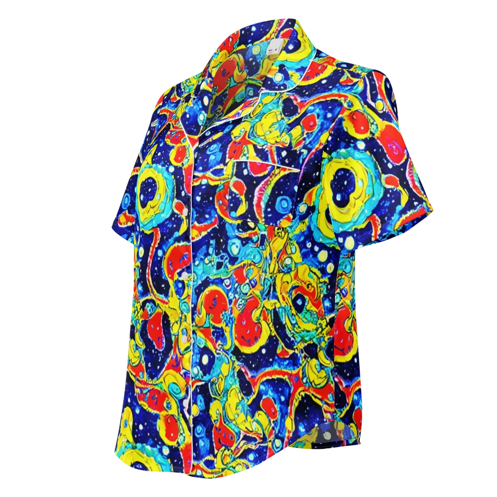 Amoeba Galaxy on Women's Short Sleeve Pajama Top — Left Front
