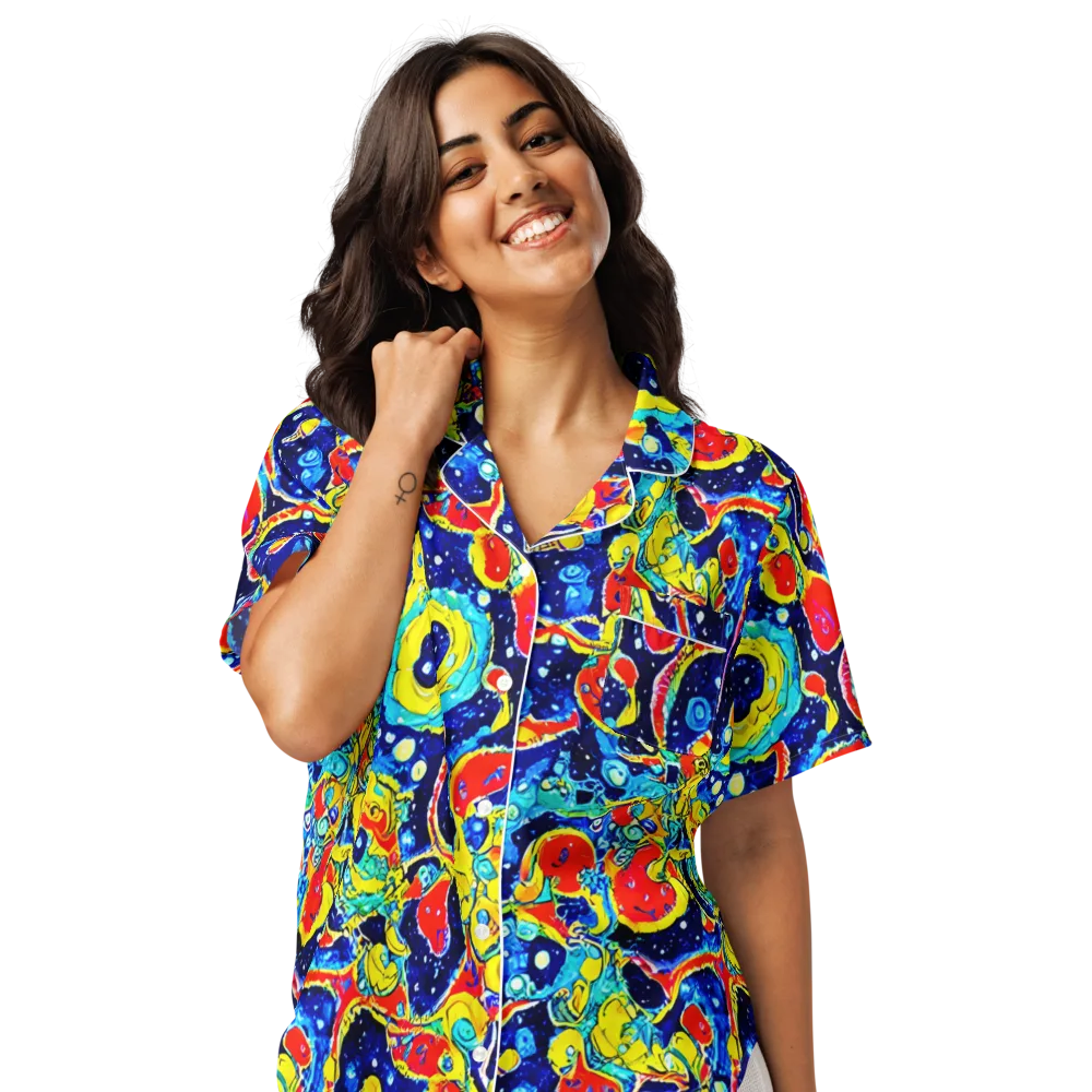 Amoeba Galaxy on Women's Short Sleeve Pajama Top — Front