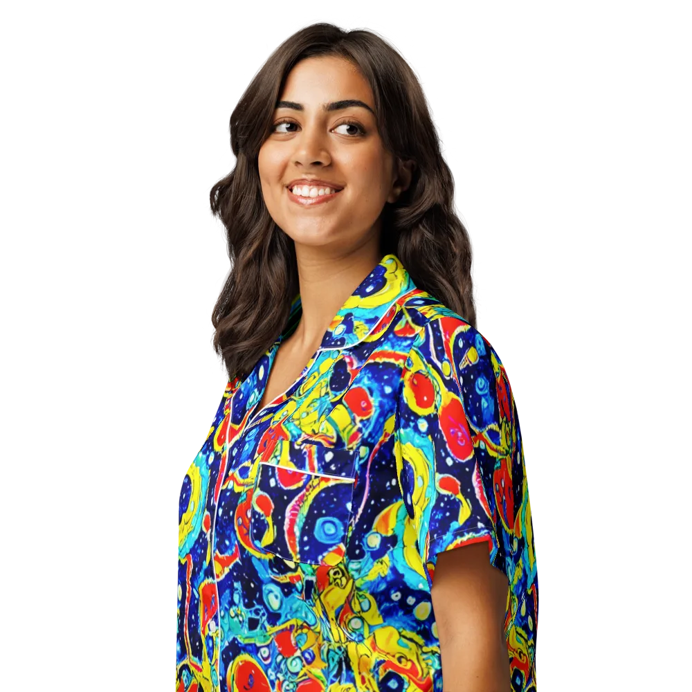 Amoeba Galaxy on Women's Short Sleeve Pajama Top — Left Front