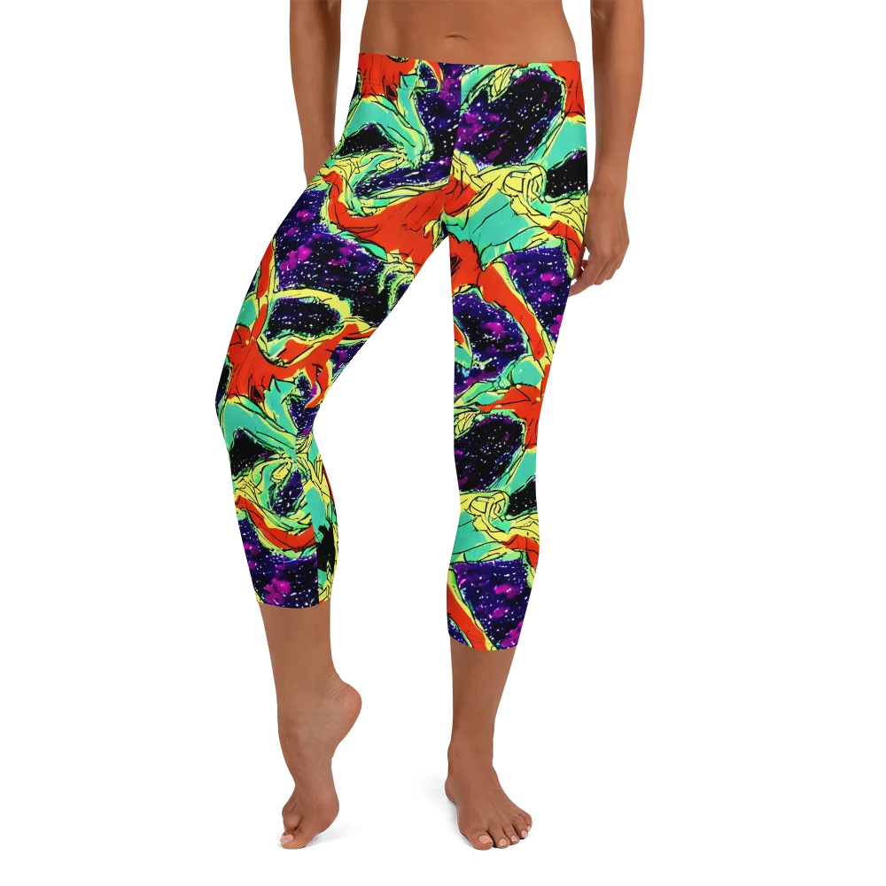 Psychedelic Canopy on Capri Leggings — Front