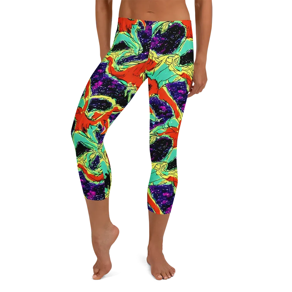Psychedelic Canopy on Capri Leggings — Front