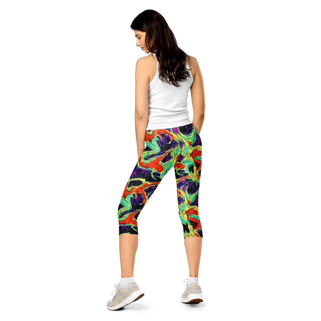 Psychedelic Canopy on Capri Leggings — Back