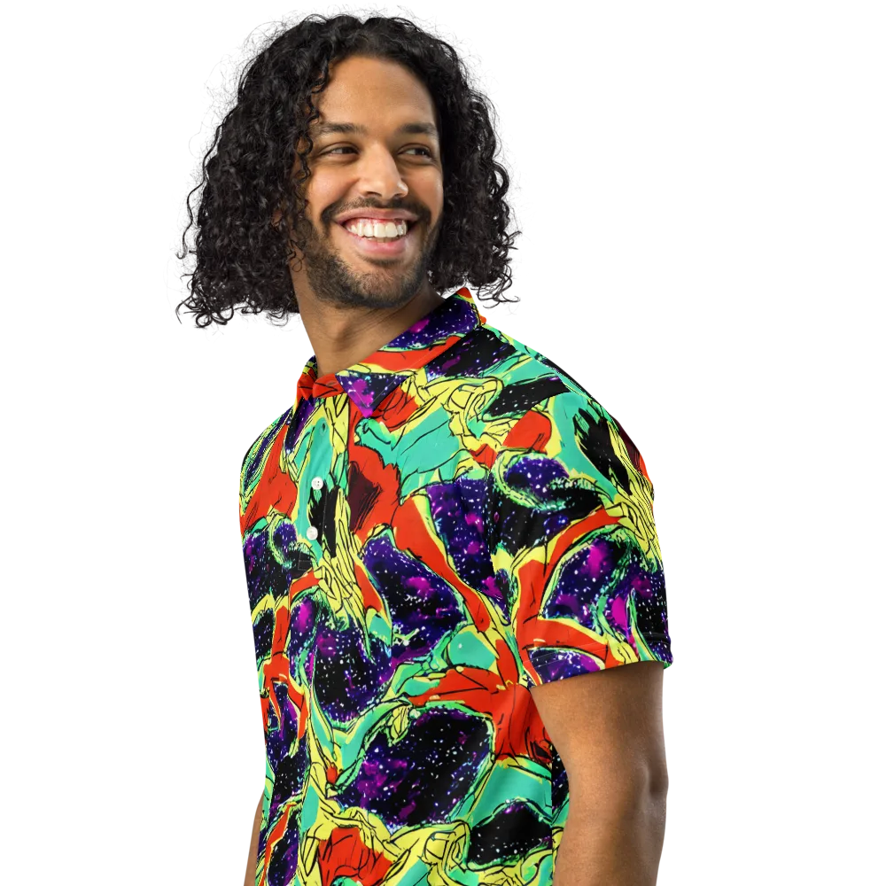 Psychedelic Canopy on Men's Slim Fit Polo Shirt — Left Front
