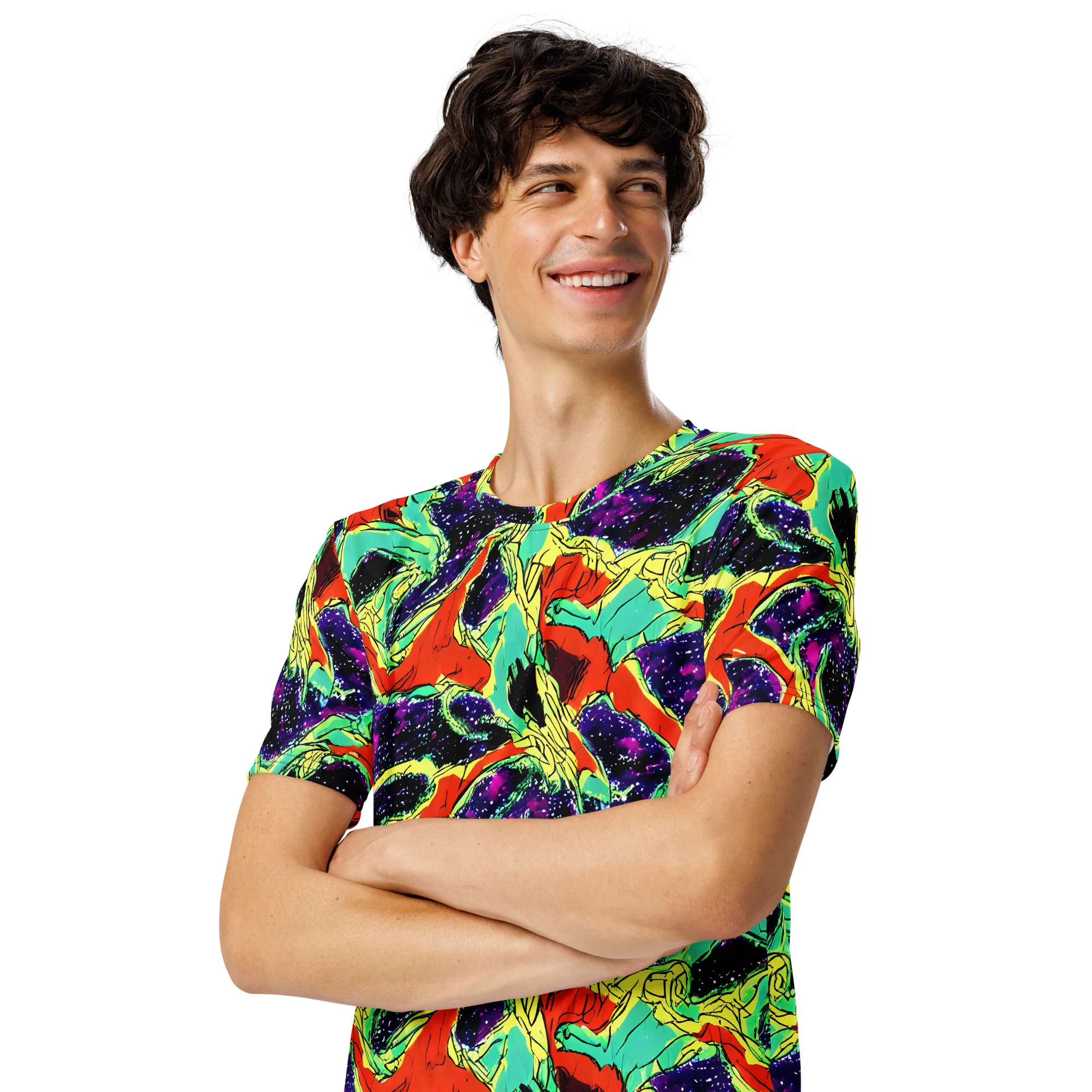 Psychedelic Canopy on Men's Crew Neck T-Shirt — Left Front