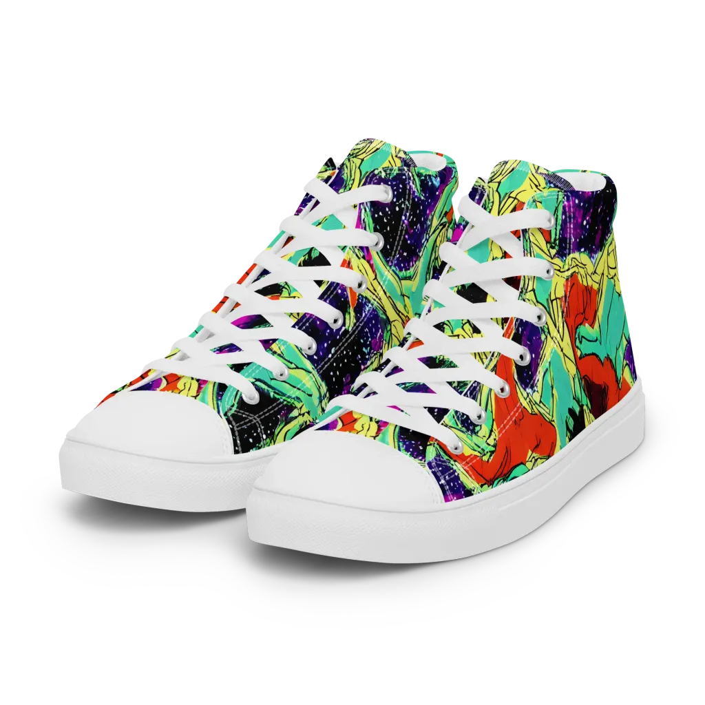Psychedelic Canopy on Women's High Top Canvas Shoes — Left Front