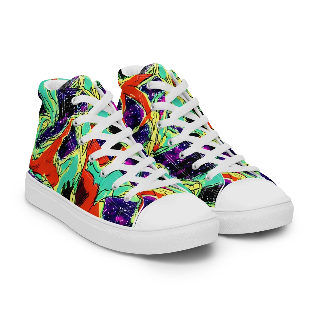 Psychedelic Canopy on Women's High Top Canvas Shoes — Right Front